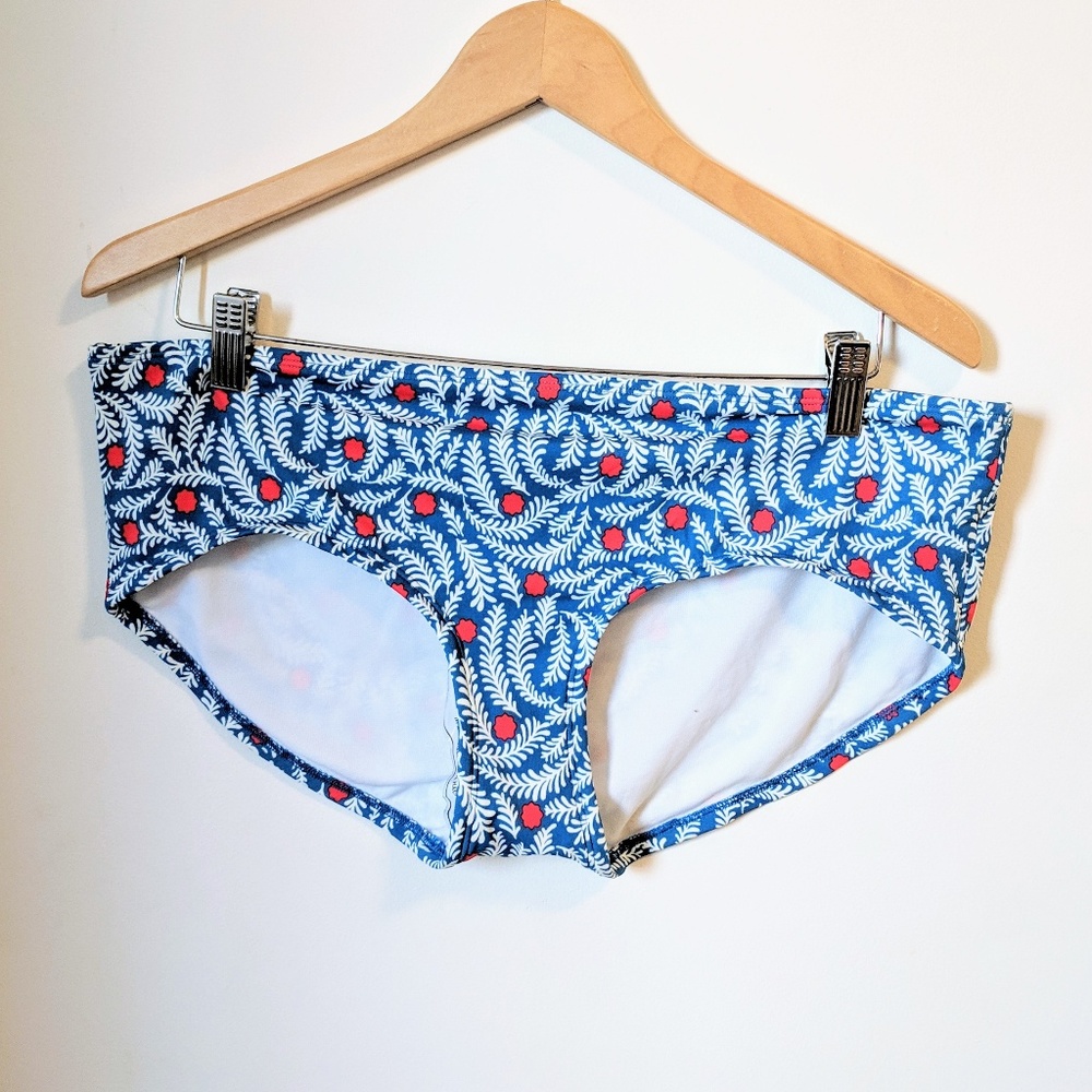 Boden Red White and Blue Floral Bikini Bottom